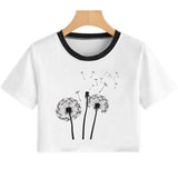 Summer Women T Shirt Flower Dandelion Print Sexy Crop Top Tops Tshirt Fun Vogue Aesthetic Casual T-shirt Harajuku Cropped Tumblr