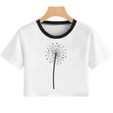 Summer Women T Shirt Flower Dandelion Print Sexy Crop Top Tops Tshirt Fun Vogue Aesthetic Casual T-shirt Harajuku Cropped Tumblr