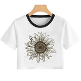 Summer Women T Shirt Flower Dandelion Print Sexy Crop Top Tops Tshirt Fun Vogue Aesthetic Casual T-shirt Harajuku Cropped Tumblr
