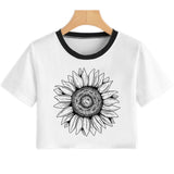 Summer Women T Shirt Flower Dandelion Print Sexy Crop Top Tops Tshirt Fun Vogue Aesthetic Casual T-shirt Harajuku Cropped Tumblr