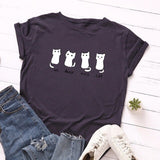 Summer Women T Shirt 5XL Plus Size Cotton Lovely Cats Print Short Sleeve Lady Tees Tops Casual Loose O-Neck Female Basic TShirt