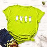 Summer Women T Shirt 5XL Plus Size Cotton Lovely Cats Print Short Sleeve Lady Tees Tops Casual Loose O-Neck Female Basic TShirt