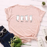 Summer Women T Shirt 5XL Plus Size Cotton Lovely Cats Print Short Sleeve Lady Tees Tops Casual Loose O-Neck Female Basic TShirt