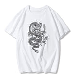 Harajuku Women's T-shirt Chinese Style Dragon Print Anime Short Sleeve T Shirt Streetwear Gothic Tops Retro Loose Tees Tshirts
