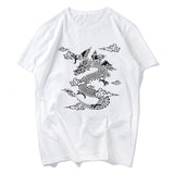 Harajuku Women's T-shirt Chinese Style Dragon Print Anime Short Sleeve T Shirt Streetwear Gothic Tops Retro Loose Tees Tshirts