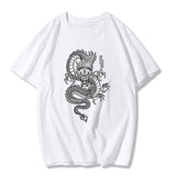Harajuku Women's T-shirt Chinese Style Dragon Print Anime Short Sleeve T Shirt Streetwear Gothic Tops Retro Loose Tees Tshirts