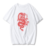 Harajuku Women's T-shirt Chinese Style Dragon Print Anime Short Sleeve T Shirt Streetwear Gothic Tops Retro Loose Tees Tshirts