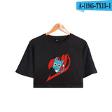 Anime FAIRY TAIL Crop Top T Shirt 100% Cotton O-Neck Short Sleeve T-Shirt Girls Hip Hop Fashion Cool Cute Cropped Tshirt Women
