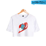 Anime FAIRY TAIL Crop Top T Shirt 100% Cotton O-Neck Short Sleeve T-Shirt Girls Hip Hop Fashion Cool Cute Cropped Tshirt Women