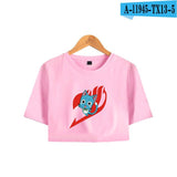 Anime FAIRY TAIL Crop Top T Shirt 100% Cotton O-Neck Short Sleeve T-Shirt Girls Hip Hop Fashion Cool Cute Cropped Tshirt Women