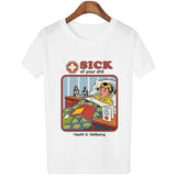 Harajuku Kawaii Shirt 90s Vintage Tshirt 80s Tumblr Tops Fetal Position Female T-shirt O-neck Short Sleeve Tshirt Streetwear