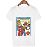 Harajuku Kawaii Shirt 90s Vintage Tshirt 80s Tumblr Tops Fetal Position Female T-shirt O-neck Short Sleeve Tshirt Streetwear