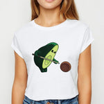 Avocado And Banana T-shirts Kawaii Spring Summer vestidos T shirt Women Prevalent Easy Matching Women's shirt O-Collar Tshirt