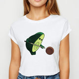 Avocado And Banana T-shirts Kawaii Spring Summer vestidos T shirt Women Prevalent Easy Matching Women's shirt O-Collar Tshirt