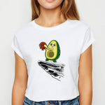 Avocado And Banana T-shirts Kawaii Spring Summer vestidos T shirt Women Prevalent Easy Matching Women's shirt O-Collar Tshirt