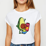 Avocado And Banana T-shirts Kawaii Spring Summer vestidos T shirt Women Prevalent Easy Matching Women's shirt O-Collar Tshirt