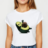 Avocado And Banana T-shirts Kawaii Spring Summer vestidos T shirt Women Prevalent Easy Matching Women's shirt O-Collar Tshirt