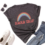 Plus Size S-5XL New Rainbow Print 100%Cotton T Shirt Women Shirts O Neck Short Sleeve Summer Women TShirt Tops  Funny T Shirts