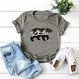 Plus Size Funny T Shirts Black White Bear Wolf Print TShirt Women Cotton O Neck Short Sleeve Tops Women T Shirt Streetwear