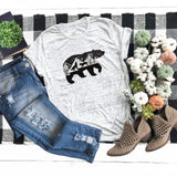 Plus Size Funny T Shirts Black White Bear Wolf Print TShirt Women Cotton O Neck Short Sleeve Tops Women T Shirt Streetwear