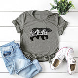 Plus Size Funny T Shirts Black White Bear Wolf Print TShirt Women Cotton O Neck Short Sleeve Tops Women T Shirt Streetwear