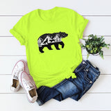 Plus Size Funny T Shirts Black White Bear Wolf Print TShirt Women Cotton O Neck Short Sleeve Tops Women T Shirt Streetwear
