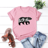 Plus Size Funny T Shirts Black White Bear Wolf Print TShirt Women Cotton O Neck Short Sleeve Tops Women T Shirt Streetwear
