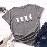 Summer Women T Shirt 5XL Plus Size Cotton Lovely Cats Print Short Sleeve Lady Tees Tops Casual Loose O-Neck Female Basic TShirt