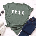 Summer Women T Shirt 5XL Plus Size Cotton Lovely Cats Print Short Sleeve Lady Tees Tops Casual Loose O-Neck Female Basic TShirt