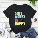 Plus Size S-5XL New Bee Happy Print Women T-Shirt 100%Cotton Women Shirts O Neck Short Sleeve Tees Summer T Shirt Female TShirt