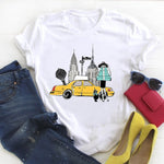 Women Fashion Witch Coffee Cartoon Clothing Print Ladies Summer T Tee  Female Top Shirt Clothes Tshirt Womens Graphic T-shirt