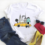 Women Fashion Witch Coffee Cartoon Clothing Print Ladies Summer T Tee  Female Top Shirt Clothes Tshirt Womens Graphic T-shirt
