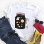 Women Fashion Witch Coffee Cartoon Clothing Print Ladies Summer T Tee  Female Top Shirt Clothes Tshirt Womens Graphic T-shirt