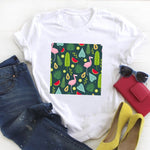Women Fashion Witch Coffee Cartoon Clothing Print Ladies Summer T Tee  Female Top Shirt Clothes Tshirt Womens Graphic T-shirt