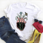 Women Fashion Witch Coffee Cartoon Clothing Print Ladies Summer T Tee  Female Top Shirt Clothes Tshirt Womens Graphic T-shirt