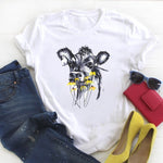 Women Fashion Witch Coffee Cartoon Clothing Print Ladies Summer T Tee  Female Top Shirt Clothes Tshirt Womens Graphic T-shirt
