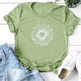 Sunflower Printing T-shirts Women Shirts Summer Graphic Tees Women Aesthetic Tshirt Woman Simple Woman Clothes Casual Camisetas