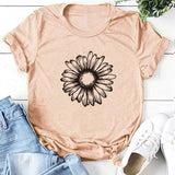 Sunflower Printing T-shirts Women Shirts Summer Graphic Tees Women Aesthetic Tshirt Woman Simple Woman Clothes Casual Camisetas