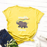 Plus Size S-5XL Rhinoceros Print 100%Cotton T-Shirt Women Shirts O Neck Short Sleeve Tee Summer TShirt Women T Shirt black Top