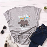 Plus Size S-5XL Rhinoceros Print 100%Cotton T-Shirt Women Shirts O Neck Short Sleeve Tee Summer TShirt Women T Shirt black Top